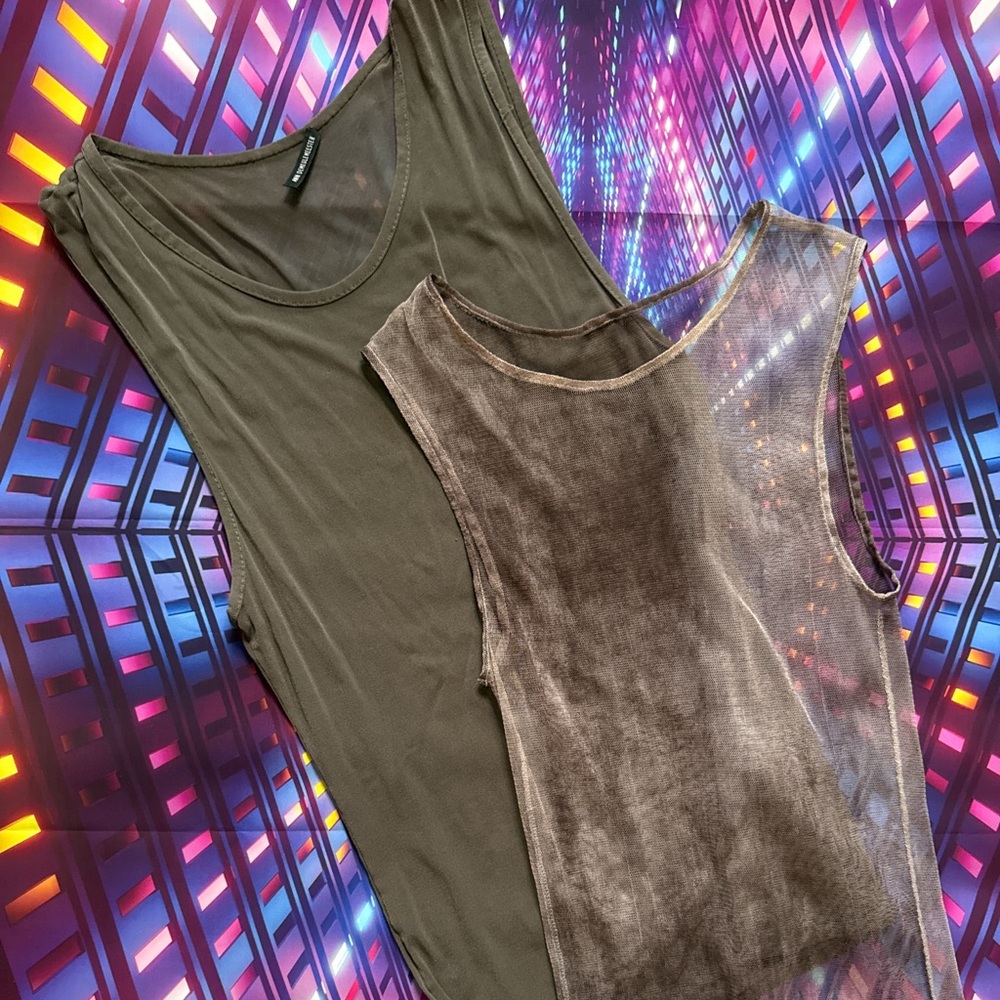Ann Demeulemeester Distressed Grey Layered Mesh Tank Top(s)